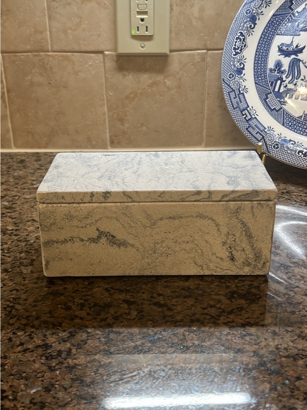Marbled Stone Box - White/Gray/Blue